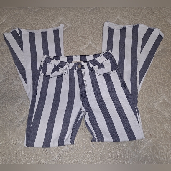 Saints and Hearts super flared leg striped pants with a 13.5" waist and 28" inse - Picture 1 of 9